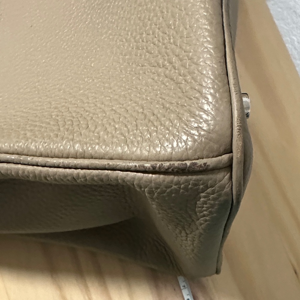 Birkin Hermes Style Bag - Elegant Taupe Gennuine Leather Handbag 35cm - Picture 11 of 15
